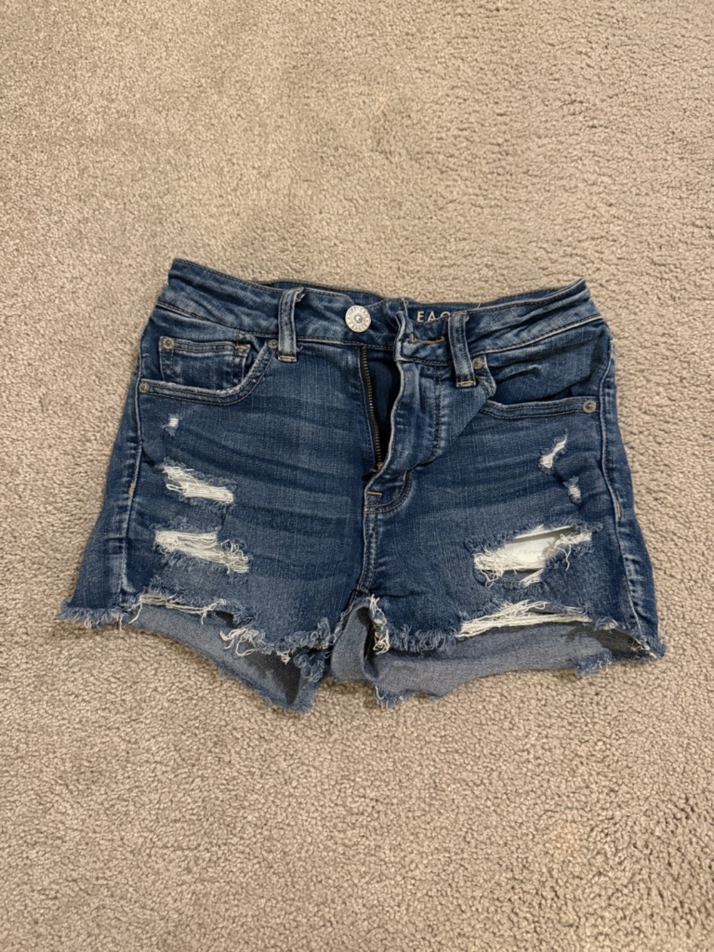 American Eagle Outfitters Ripped Dark Blue Denim Cutoff Shorts
